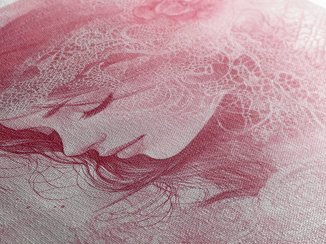 Romantic Portrait Framed Canvas Print Featuring Angels Wall Art Pink Abstract Art Elegant Bedroom Living Room Boho Aesthetic