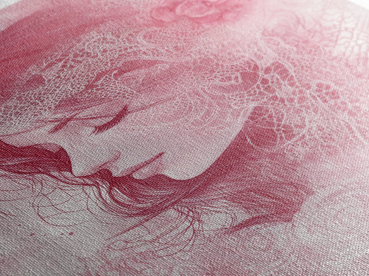 Romantic Portrait Framed Canvas Print Featuring Angels Wall Art Pink Abstract Art Elegant Bedroom Living Room Boho Aesthetic