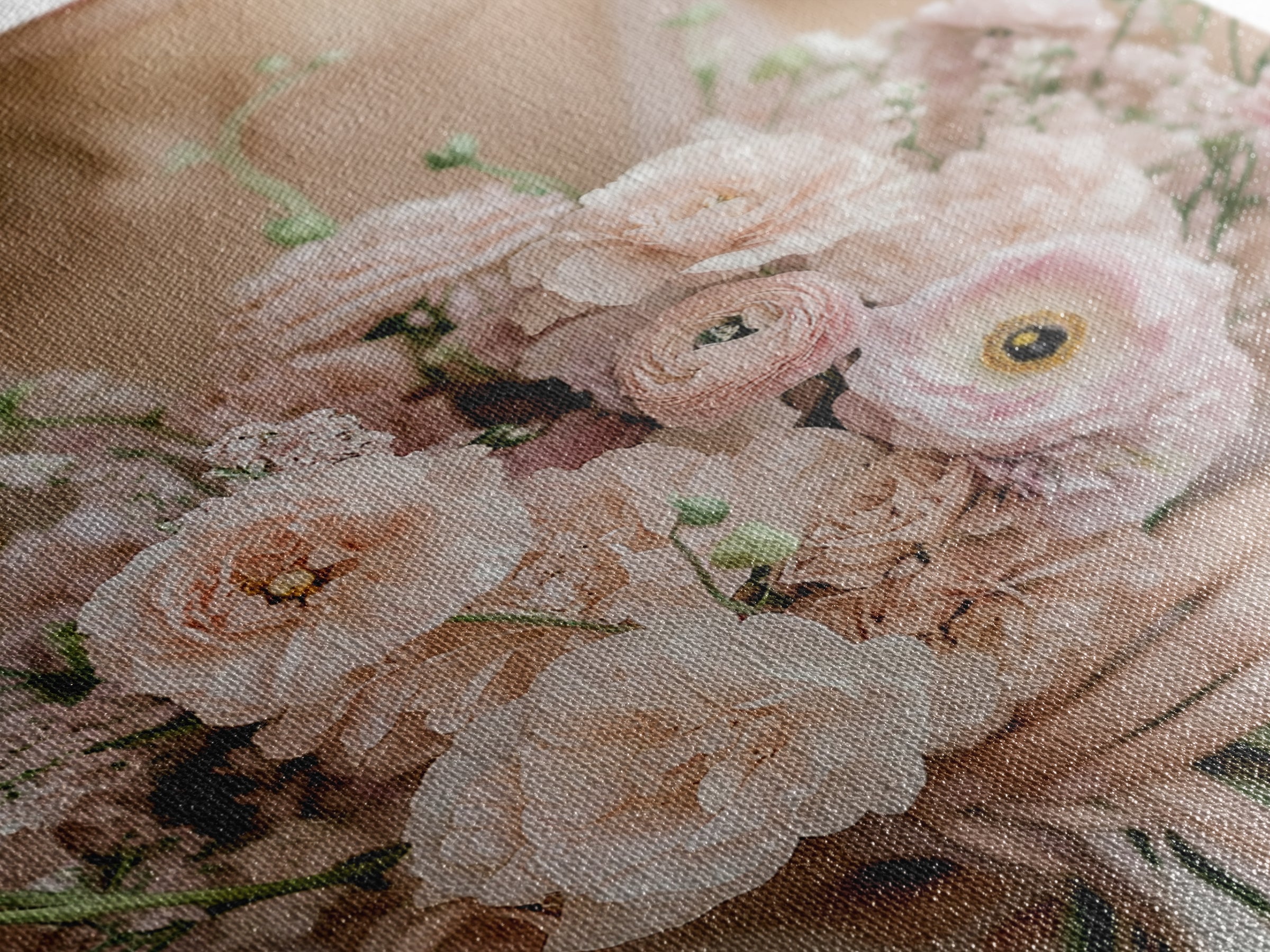 Bridal Bouquet Canvas Print Romantic Floral Wall Art Light Pink Artwork Wedding Gift Idea Bedroom Art Feminine Pastel Canvas