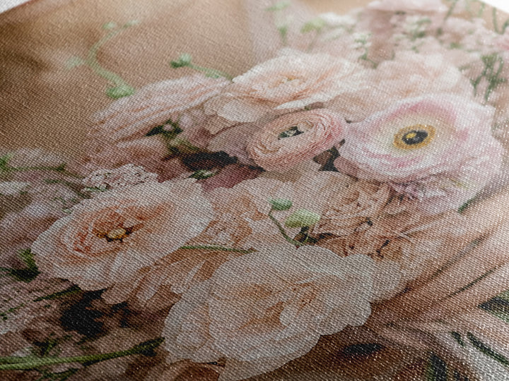 Bridal Bouquet Canvas Print Romantic Floral Wall Art Light Pink Artwork Wedding Gift Idea Bedroom Art Feminine Pastel Canvas