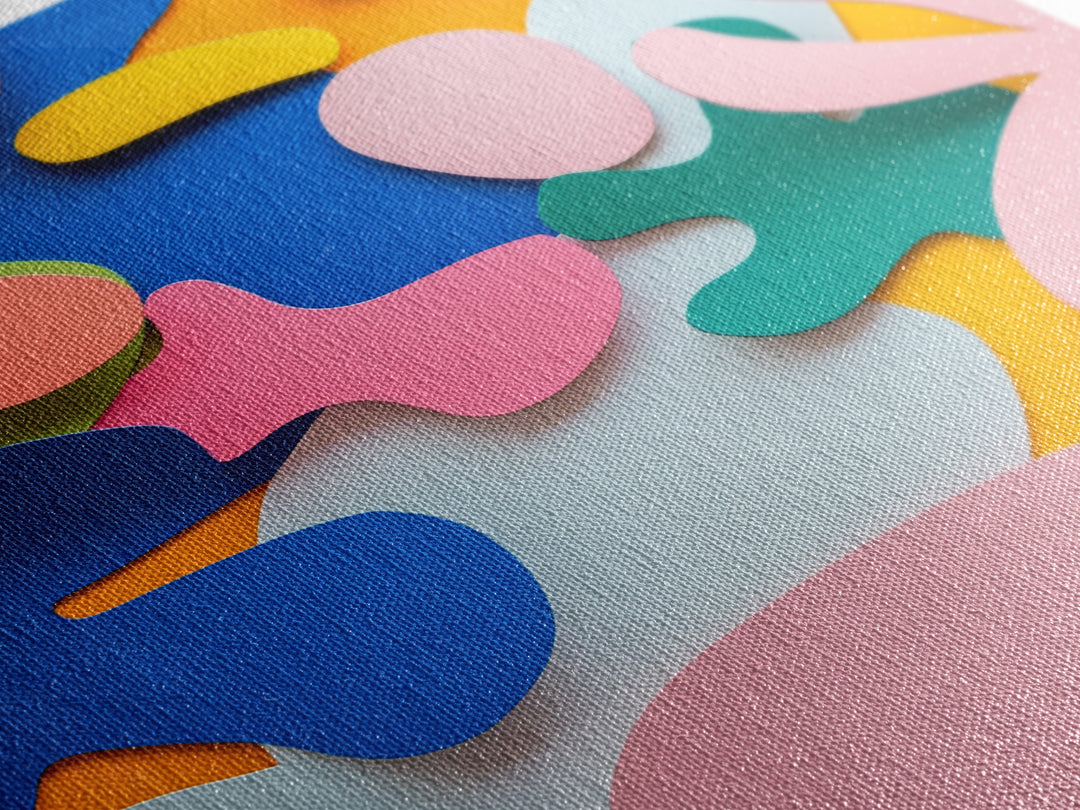 Bold Abstract Organic Shapes Canvas Print, Contemporary Chinoiserie Wall Art, Vibrant Boho and Minimalist Design for Modern Spaces