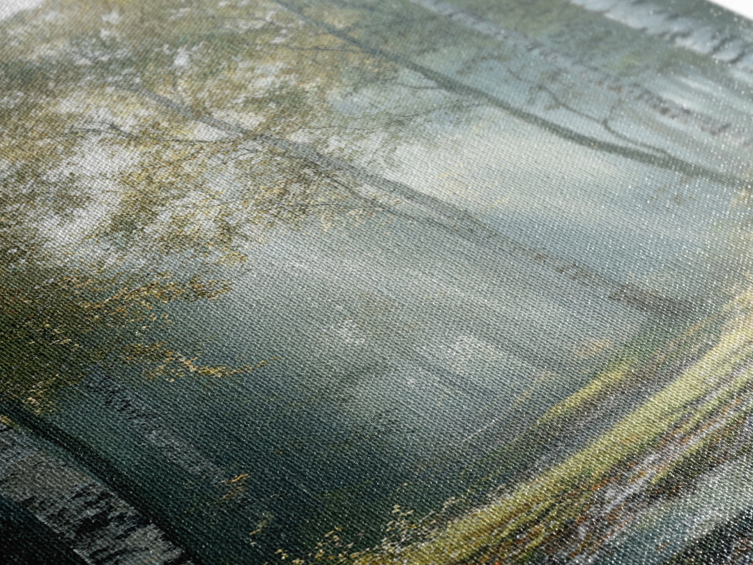 Birch Tree Painting Framed Canvas Print Rustic Wall Art Nature Landscape Gift Living Room Decor Tall Vertical Art for Home