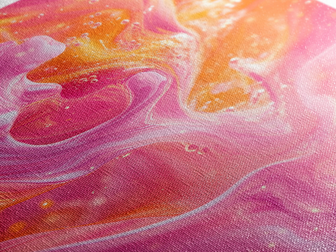 Abstract Pink Orange Canvas Print with Swirling Light Effects and Therapy Art for Modern Home Wall Decor, Ideal Gift Idea