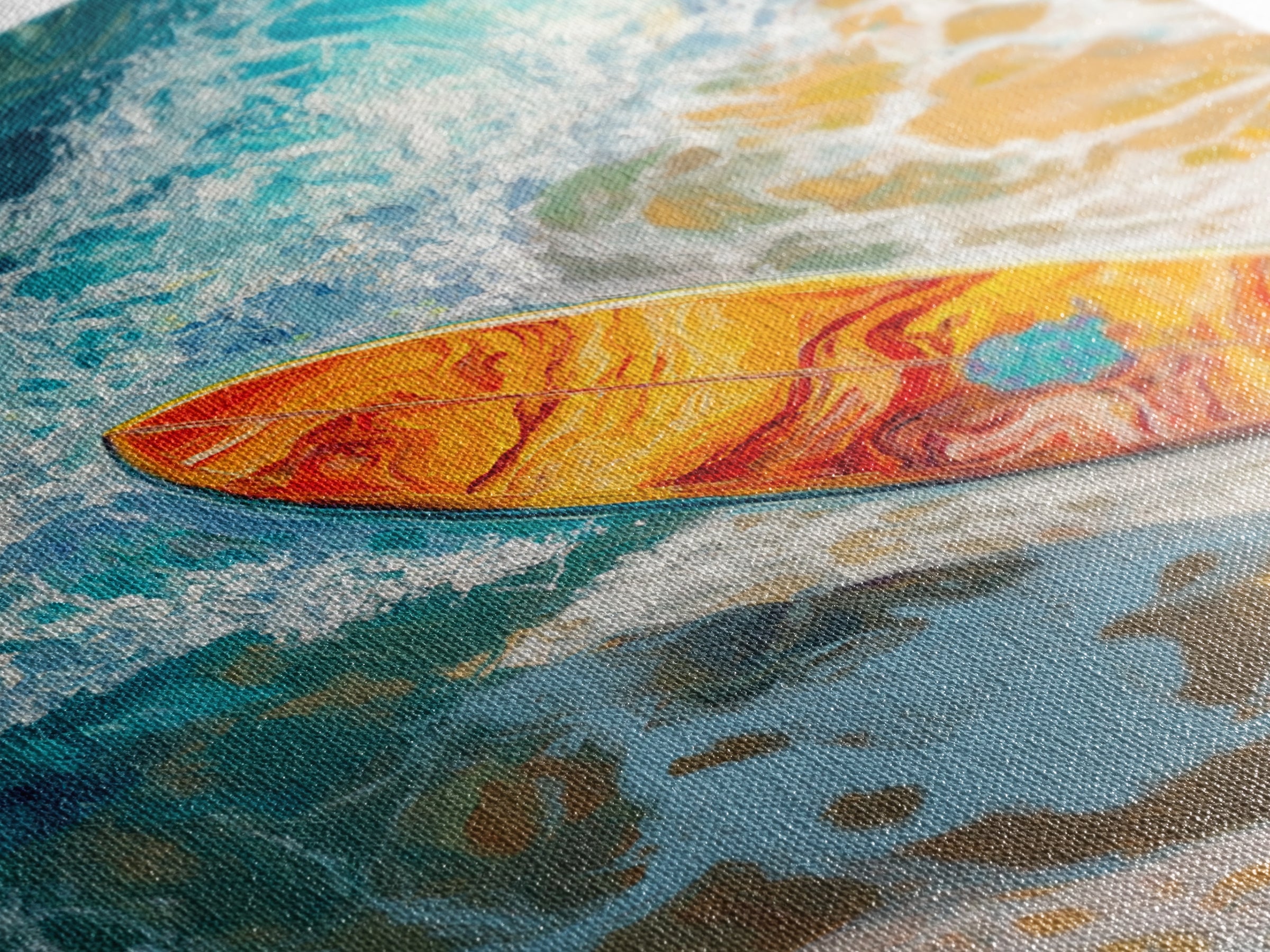 Surfboard Ocean Canvas Print with Coastal Landscape Art and Nautical Beach Decor for Summer Living Room or Bedroom Wall