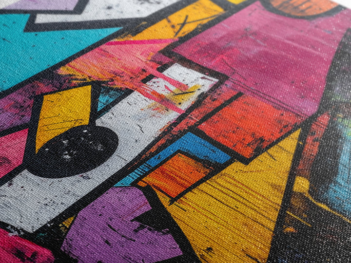 Bold Graffiti Framed Canvas Print, Urban Street Art Style Wall Decor, Moody Abstract Art, Gift Idea for Him, Living Room Wall Art