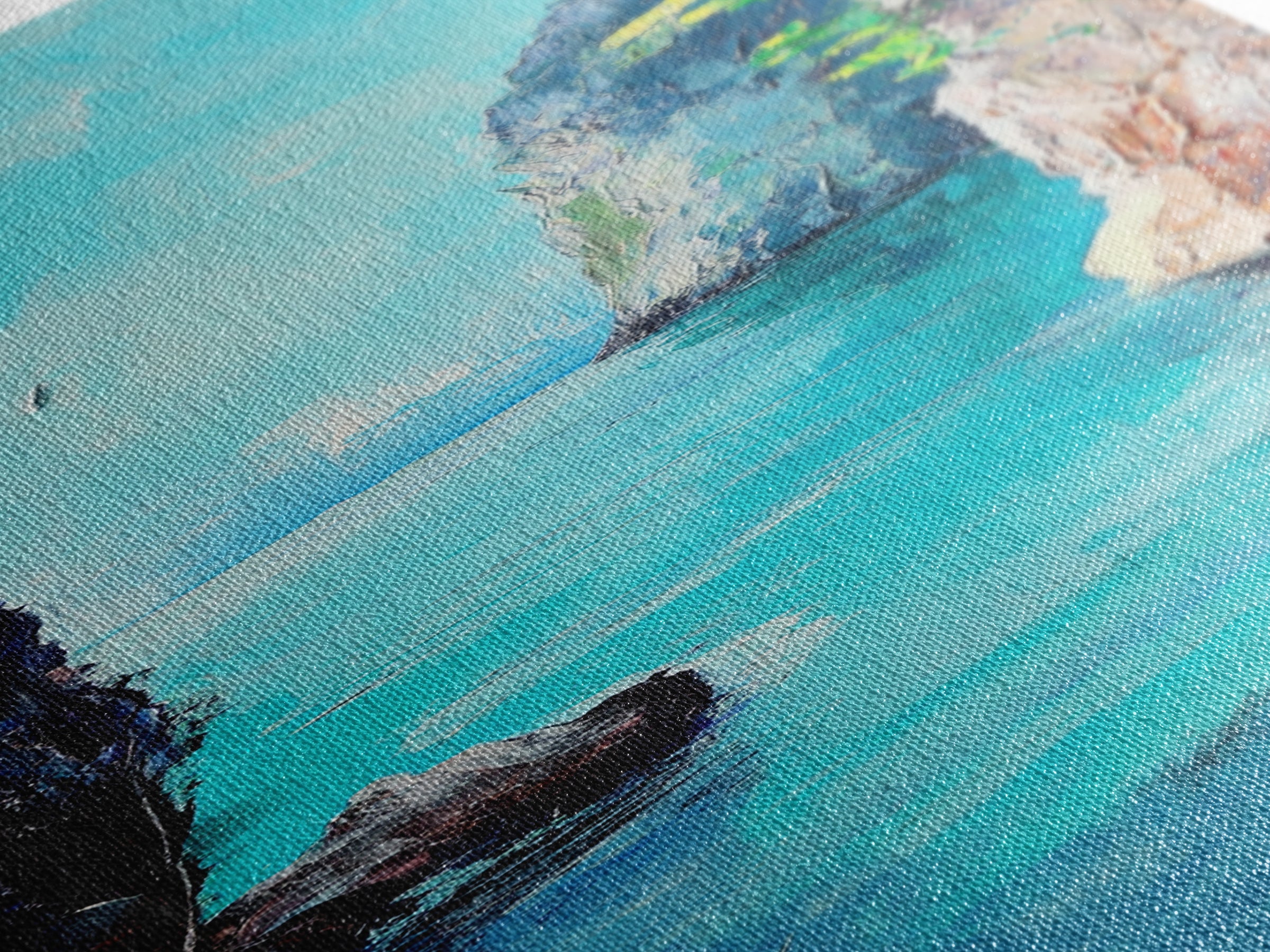 Cliffs and Sea, Coastal Landscape Art, Nautical Wall Art, Ocean View, Seascape Painting, Tall Narrow Art, Canvas Print