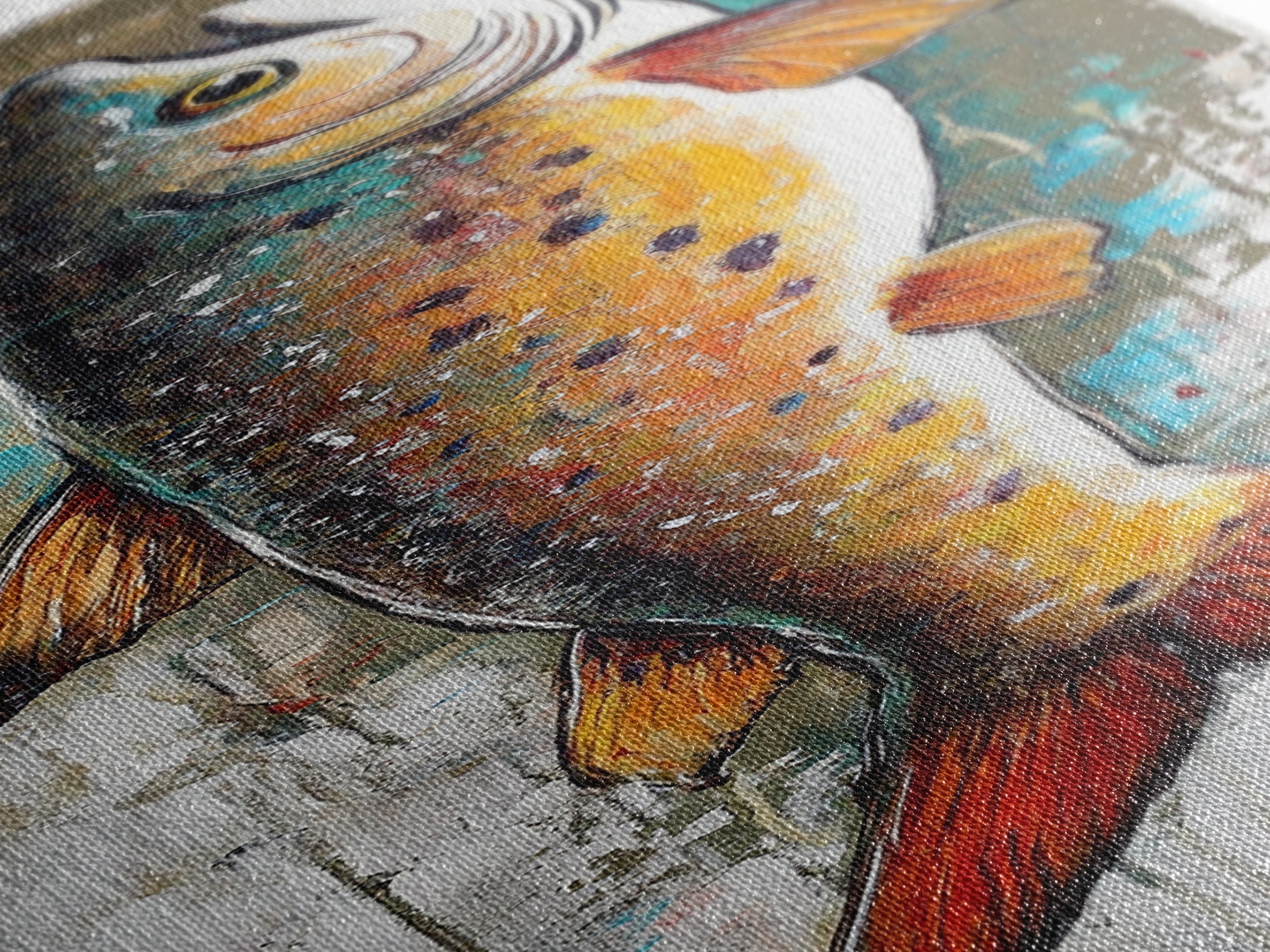 Abstract Trout, Fish Wall Art, Rustic Decor, Fly Fishing Art, Nautical Painting, Coastal Wall Art, Canvas Print