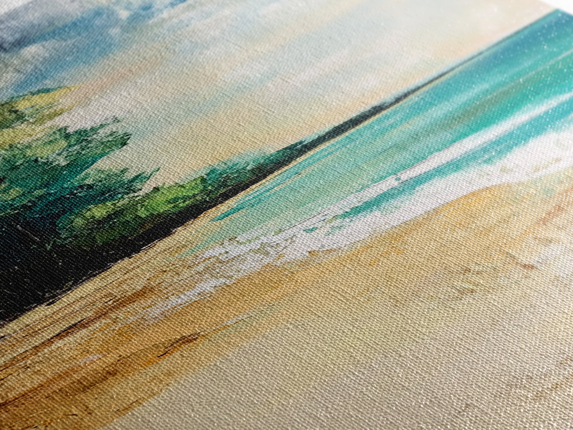 Beach Shoreline, Coastal Painting, Nautical Wall Art, Ocean Landscape, Minimalist Art, Framed Canvas Print