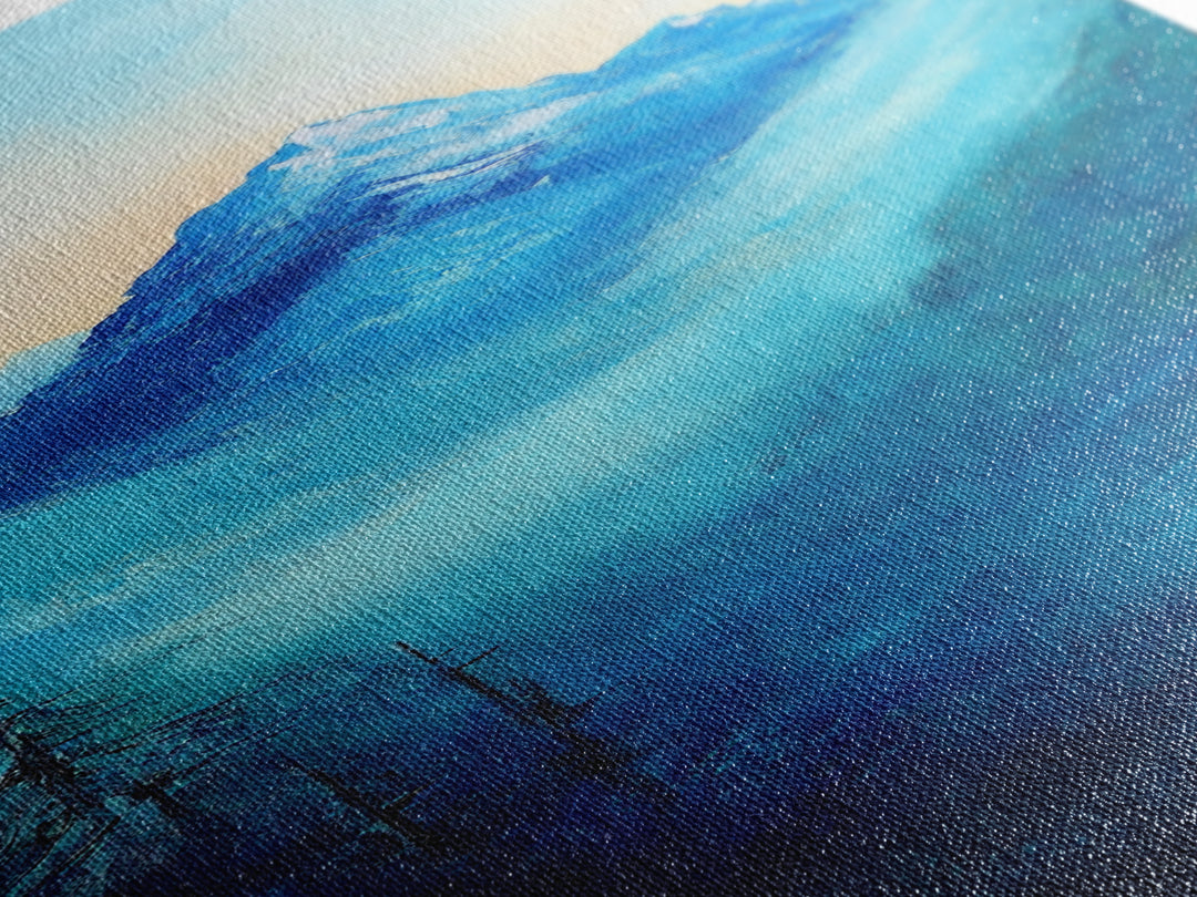 Rustic Art, Canvas Print, smoky mountain art, pine tree art, blue and green wall art, extra wide art,  above bed wall art