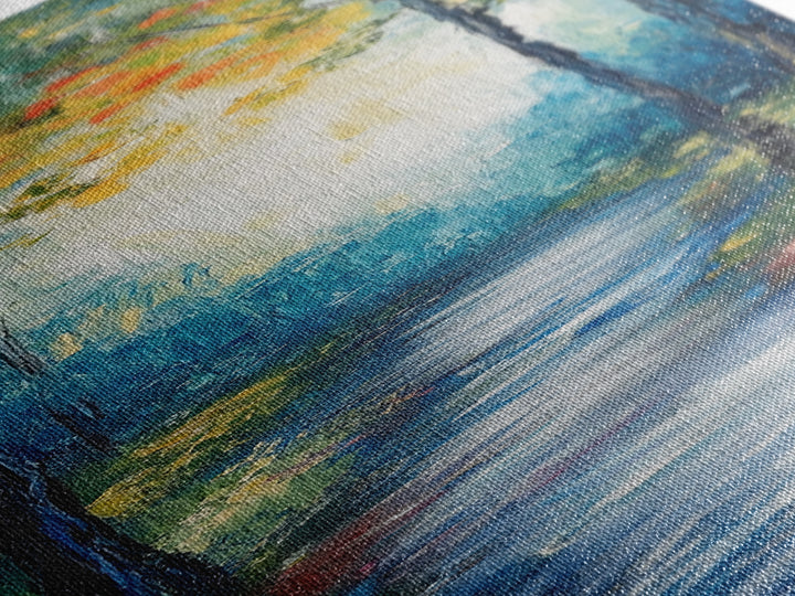 Autumn Forest Path, forest at dusk painting, birch tree painting, moody art, landscape painting, vertical wall art, Canvas Print