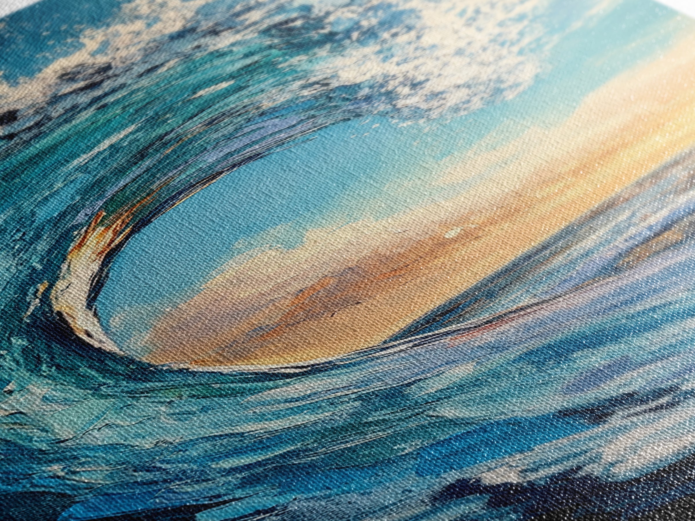 Breaking Wave, surf wall art, ocean painting, seascape painting, Hawaii art, nautical painting, Canvas Print