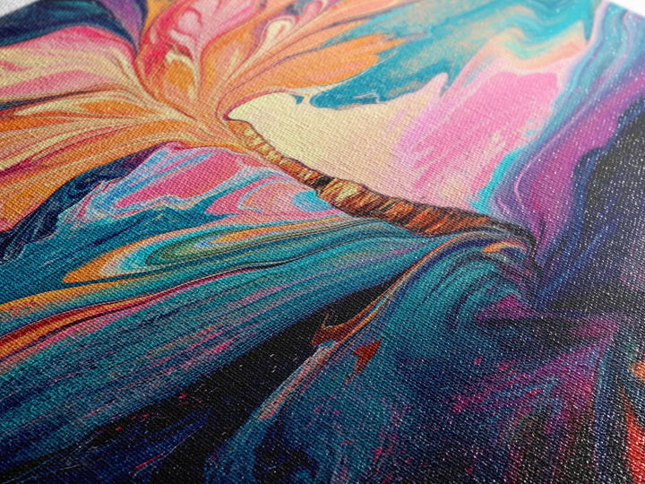 Abstract Eye Art, pink orange wall art, framed canvas print, moody art, surrealist painting, pink abstract art, extra wide art