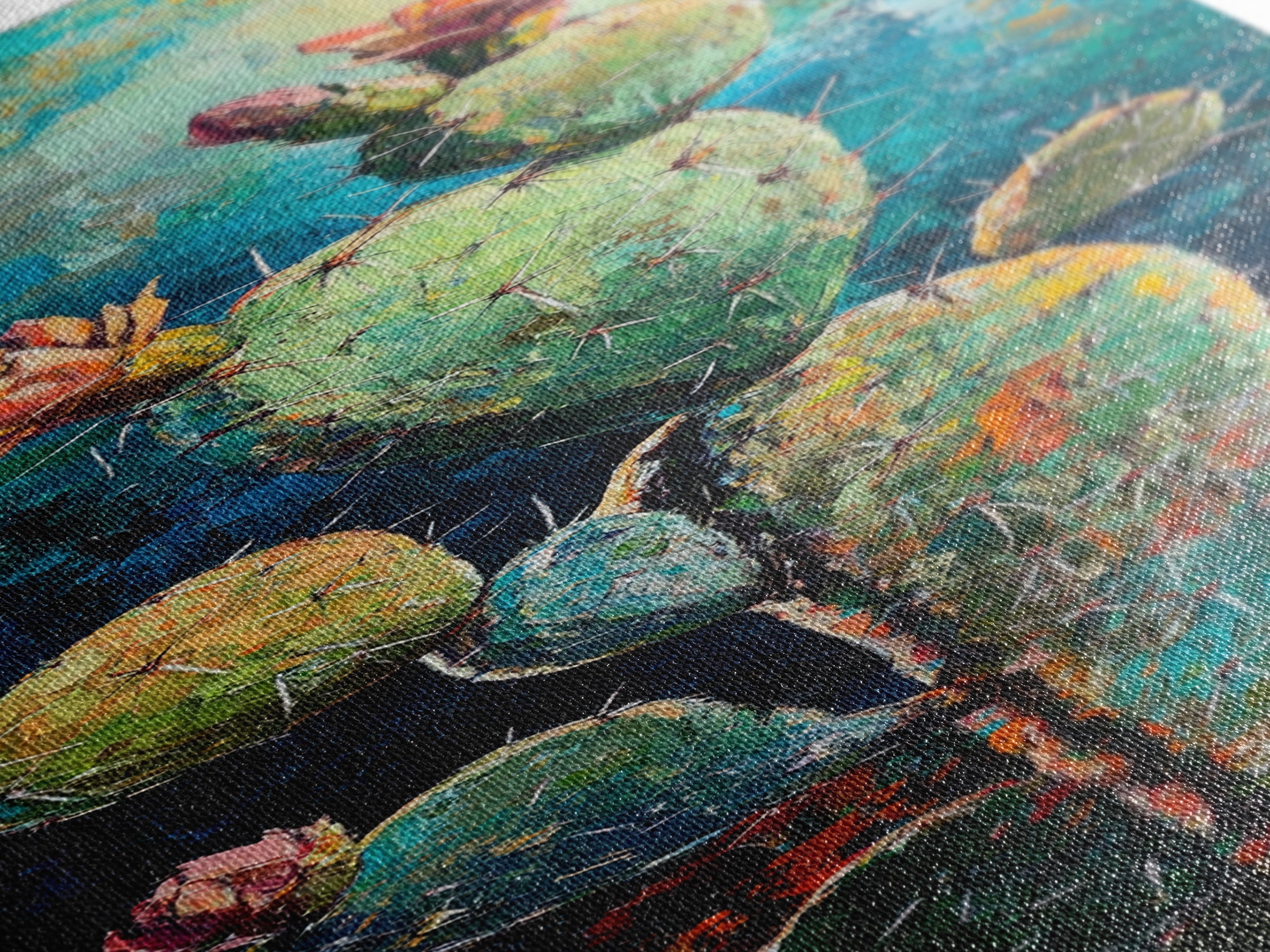 Blooming Cactus, agave painting, desert painting, southwest wall art, botanical prints, rustic wall art, floral artwork, Canvas Print