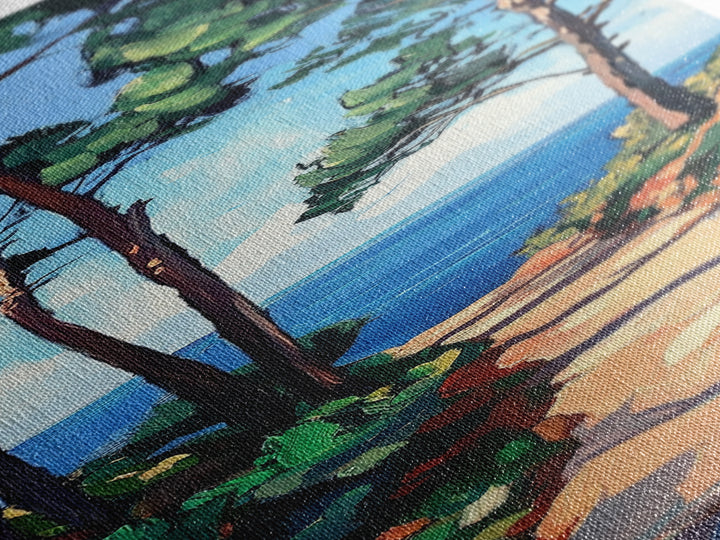 Coastal Path, Pine Tree Art, Nautical Wall Art, Coastal Decor, Living Room Art, Gift Idea for Her, Framed Canvas Print