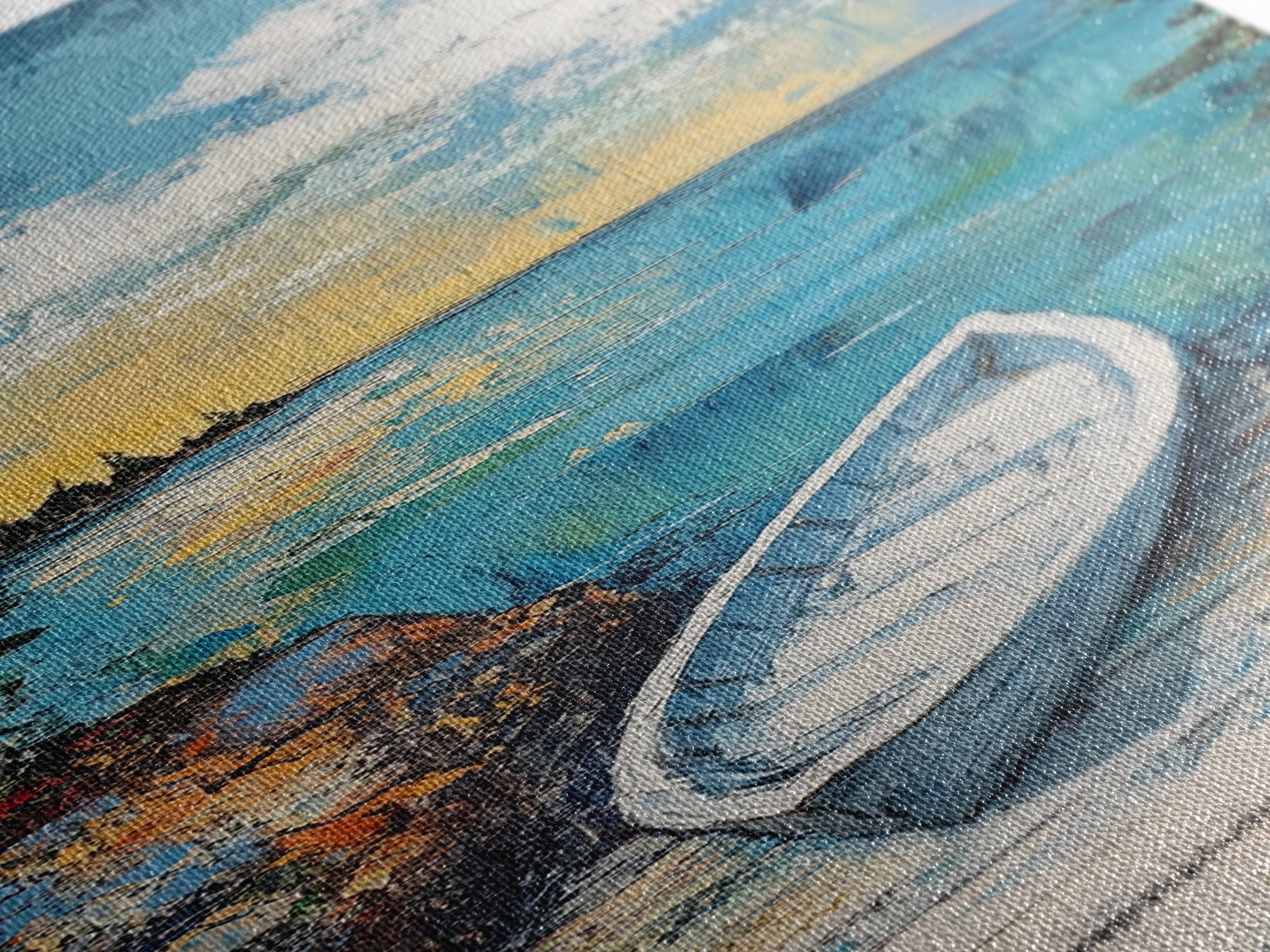 Rowboat painting, lake Tahoe art, fisherman painting, rustic wall art, nautical painting, coastal landscape art, canvas print