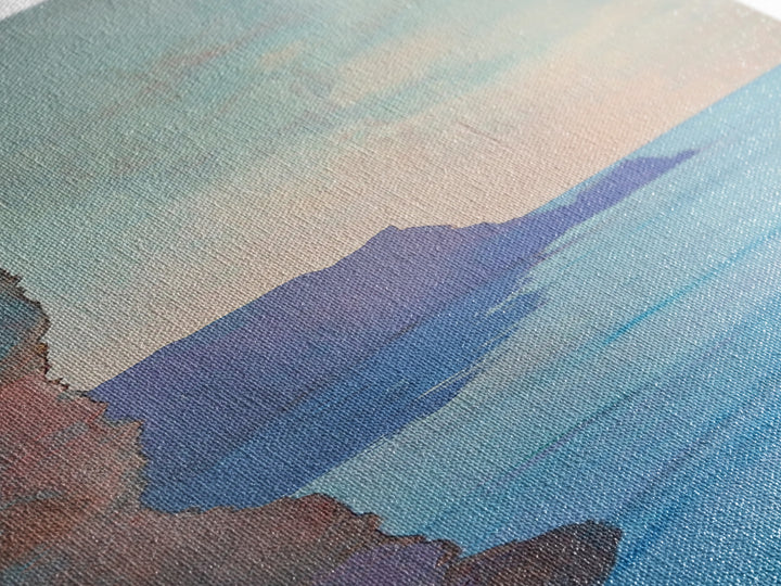 Cliffside View, Misty Horizon, Ocean Painting, Canvas Print, coastal decor, wabi sabi art, seascape painting, minimalist art