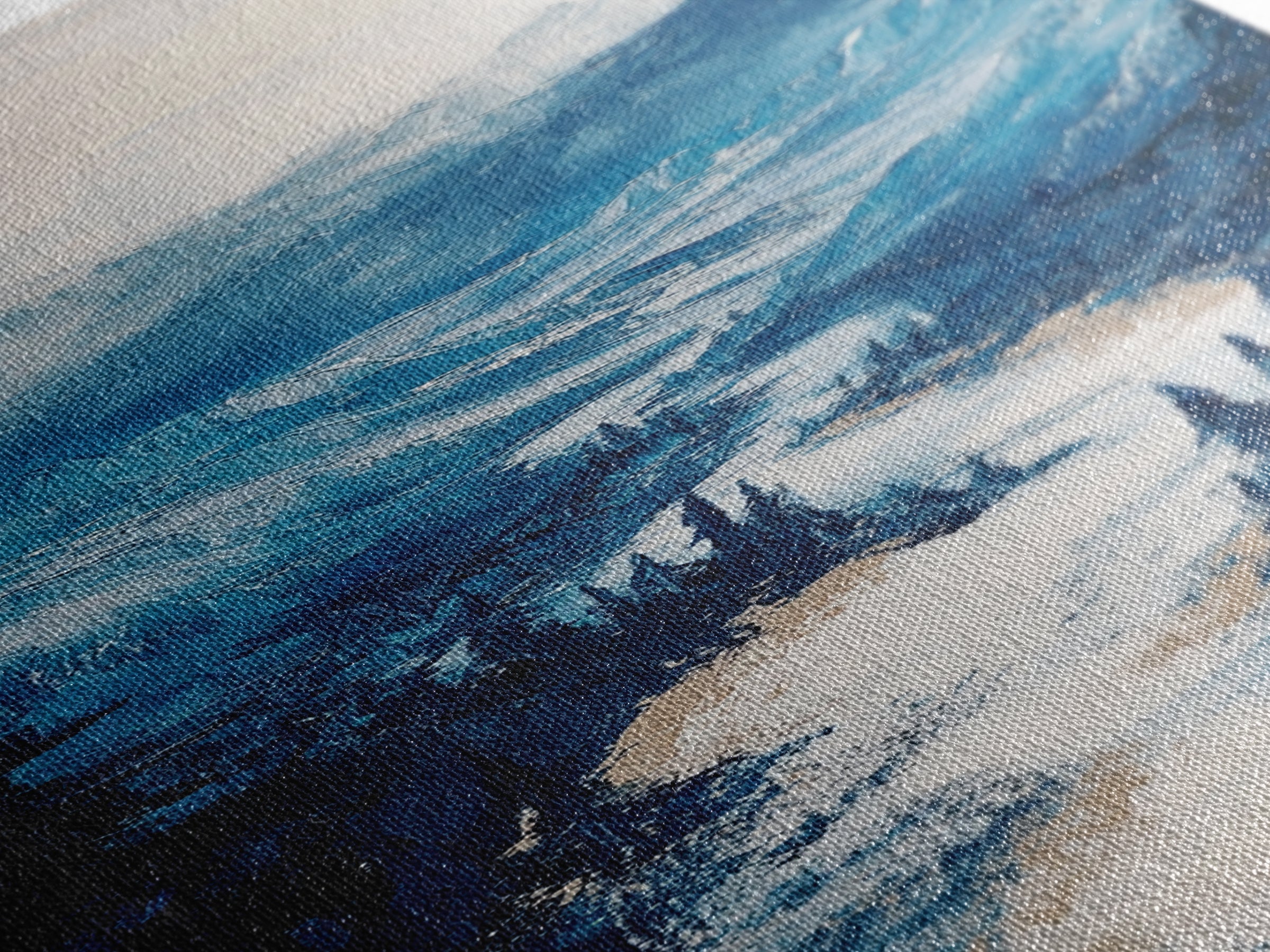 Blue Mountains, mountain painting, landscape painting, extra wide art, panoramic art, minimalist art, Canvas Print