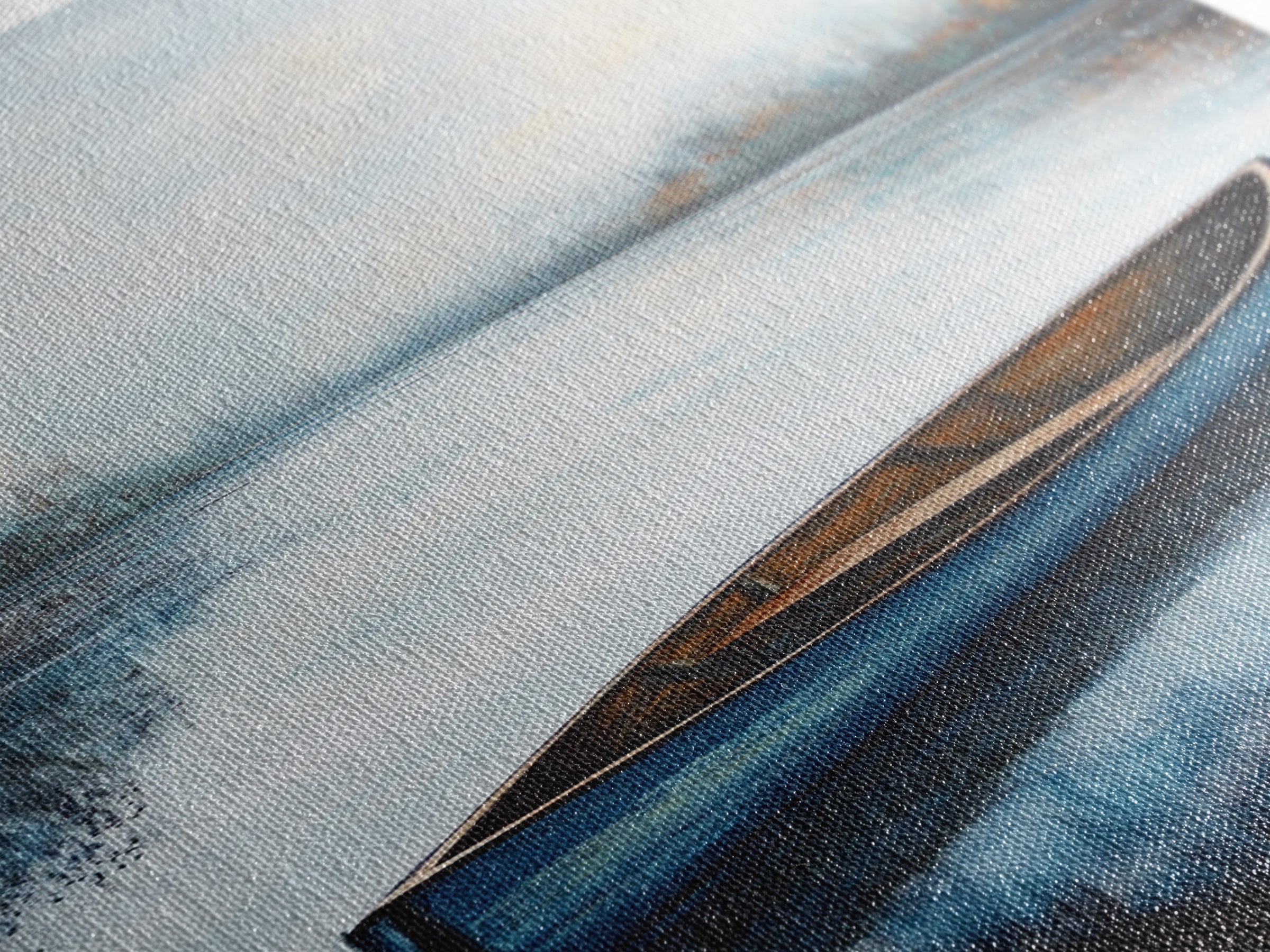 Blue Canoe on Lake, lake Tahoe art, nautical wall art, rustic decor, farmhouse art, framed canvas print, above sofa art