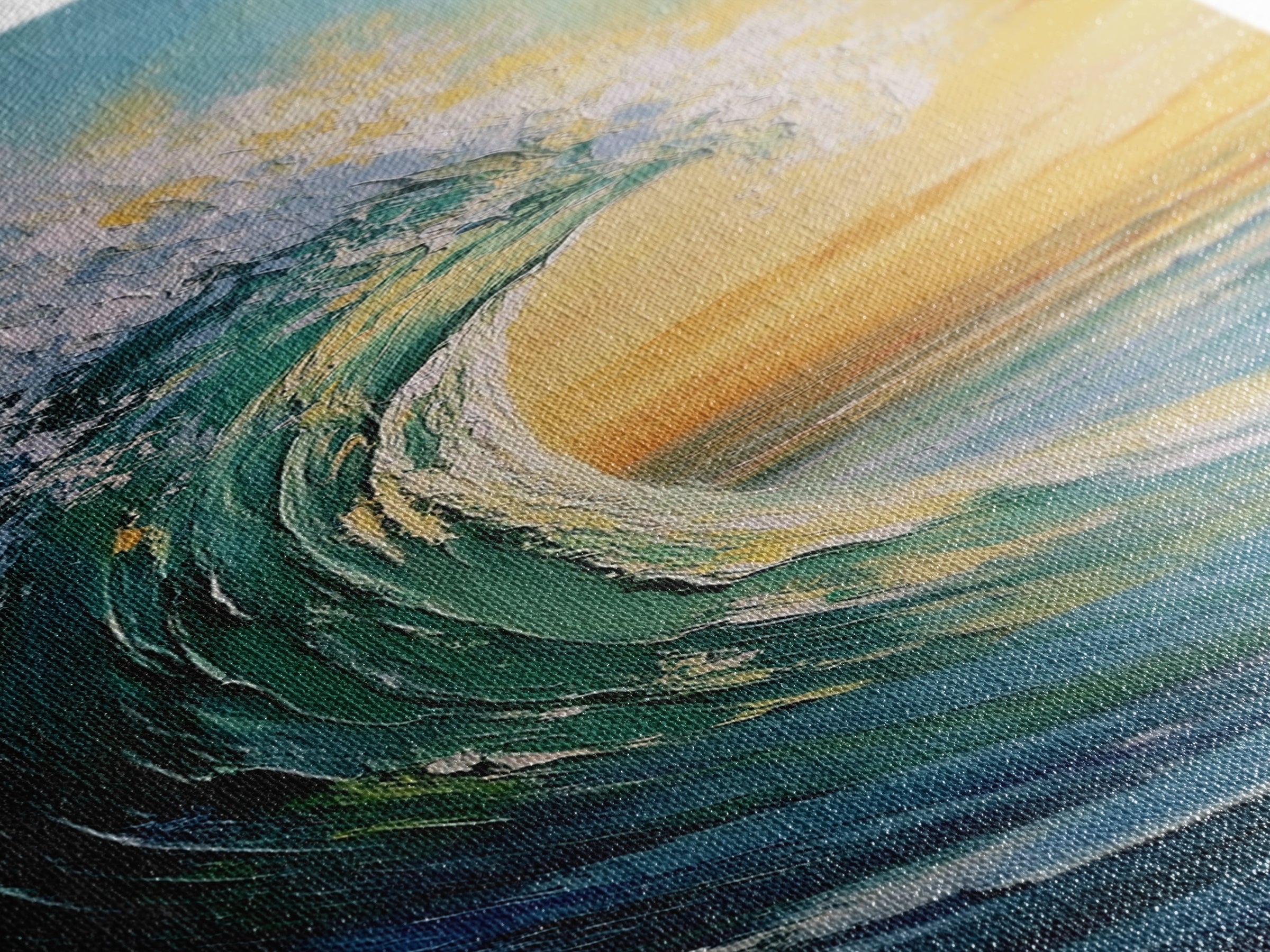 Ocean Wave, Seascape Painting, Framed Canvas Print, Coastal Landscape Art, Nautical Decor, Blue and Green Wall Art