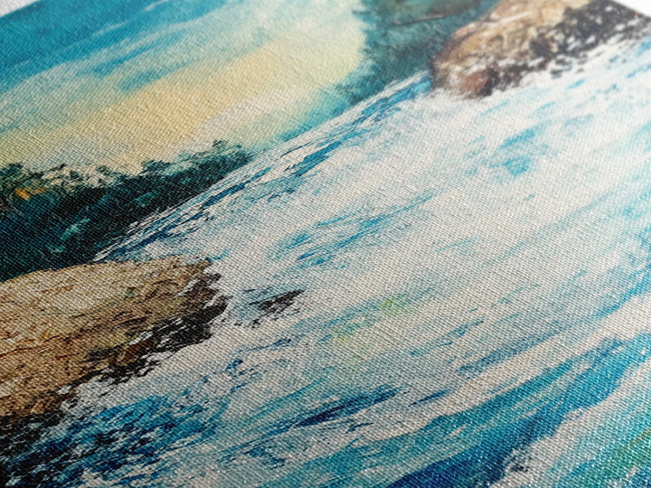 River Rapids, Mountain Painting, Smoky Mountain Art, Above Bed Wall Art, Vertical Wall Art, Blue and Green Wall Art