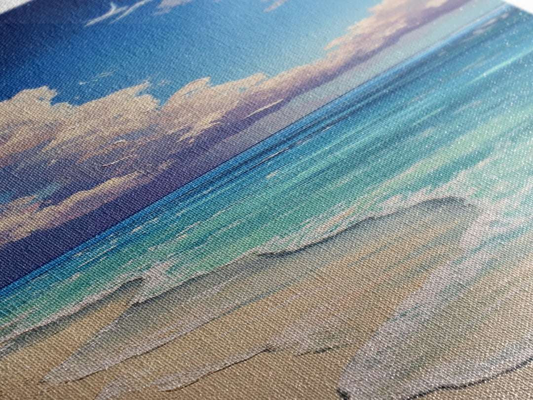 Beach Painting, Coastal Landscape Art, Ocean Waves, Nautical Wall Art, Seascape Painting, Canvas Print, Coastal Decor, Gift Idea