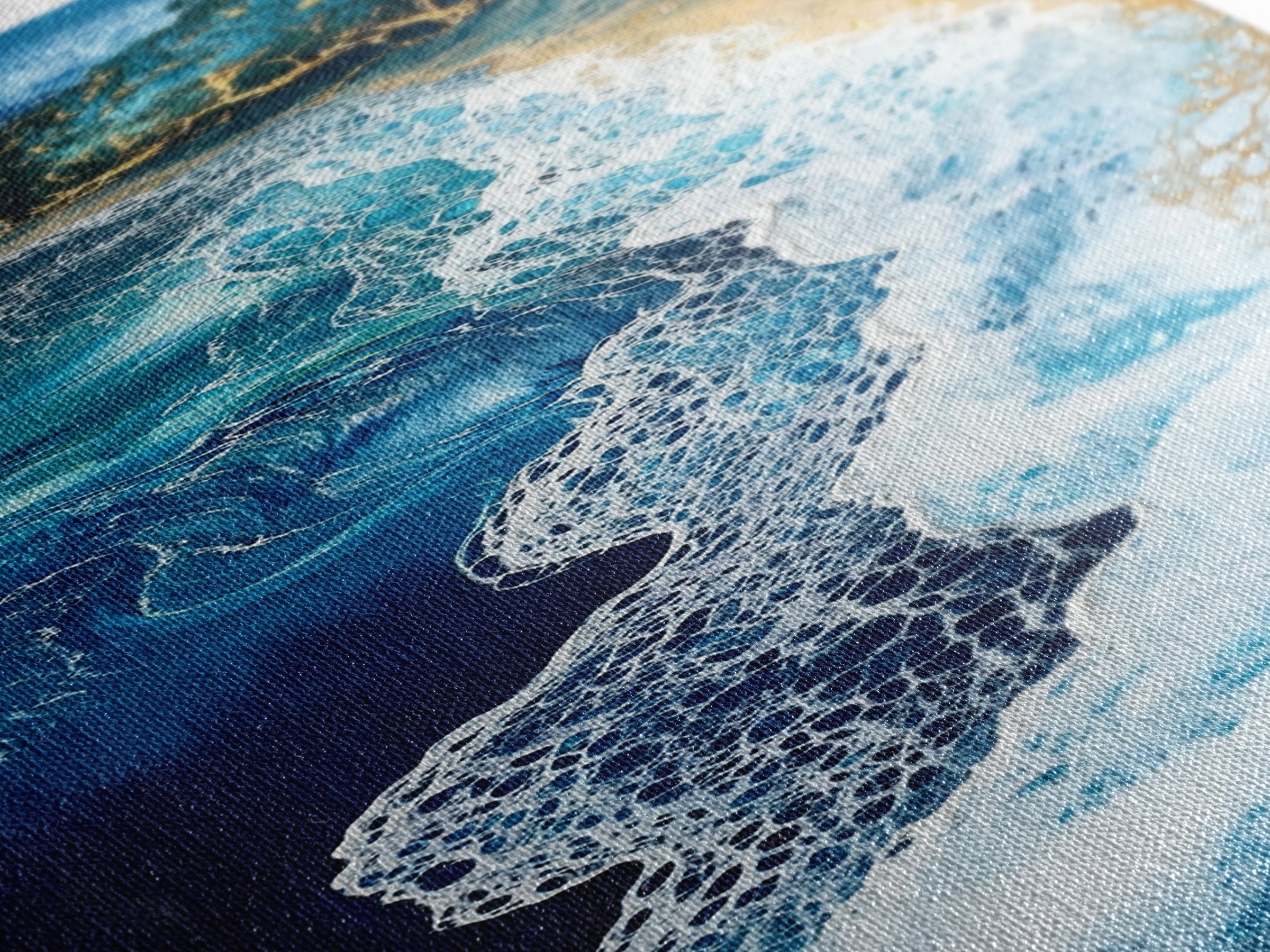 Abstract Ocean Painting, Nautical Wall Art, Coastal Wall Art, Seascape Painting, Blue and Green Wall Art, Canvas Print, Gift Idea