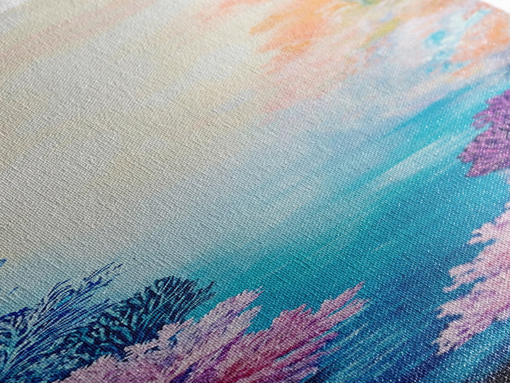 Coral Reef, dolphin painting, blue and green wall art, ocean painting, tropical decor, tall skinny art, coastal decor, canvas print