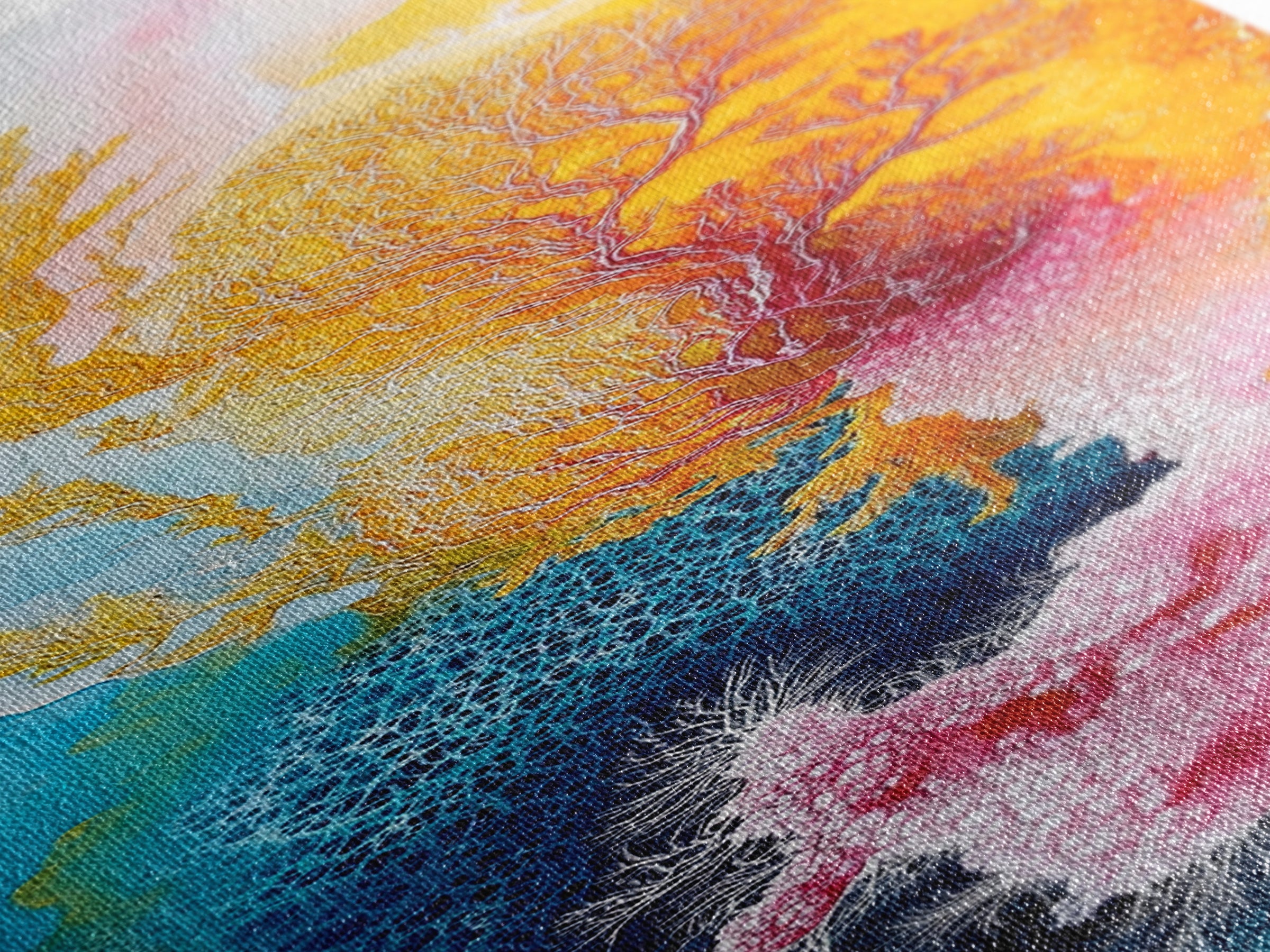 Abstract Coral, mosaic wall art, sacred geometry wall art, pink abstract art, blue and green wall art, zen wall art, canvas print