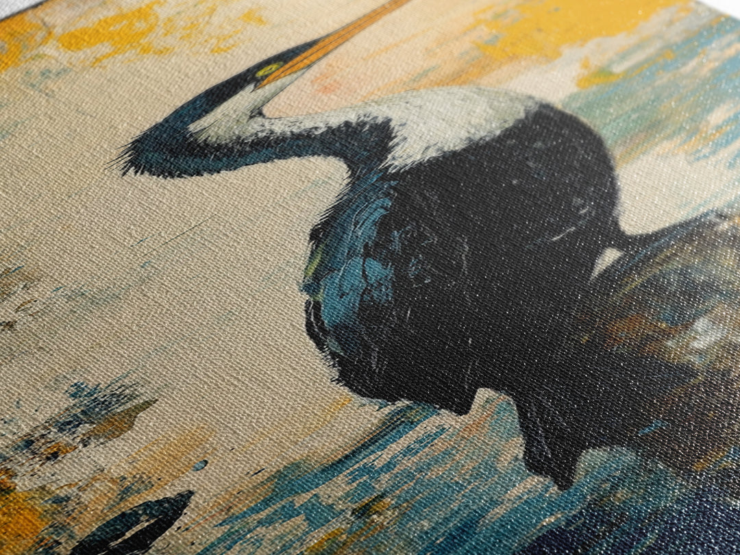 Abstract Bird Art, Coastal Wall Art, Nautical Decor, Bird Art Print, Framed Canvas Print, Rustic Wall Art,  Vertical Wall Art