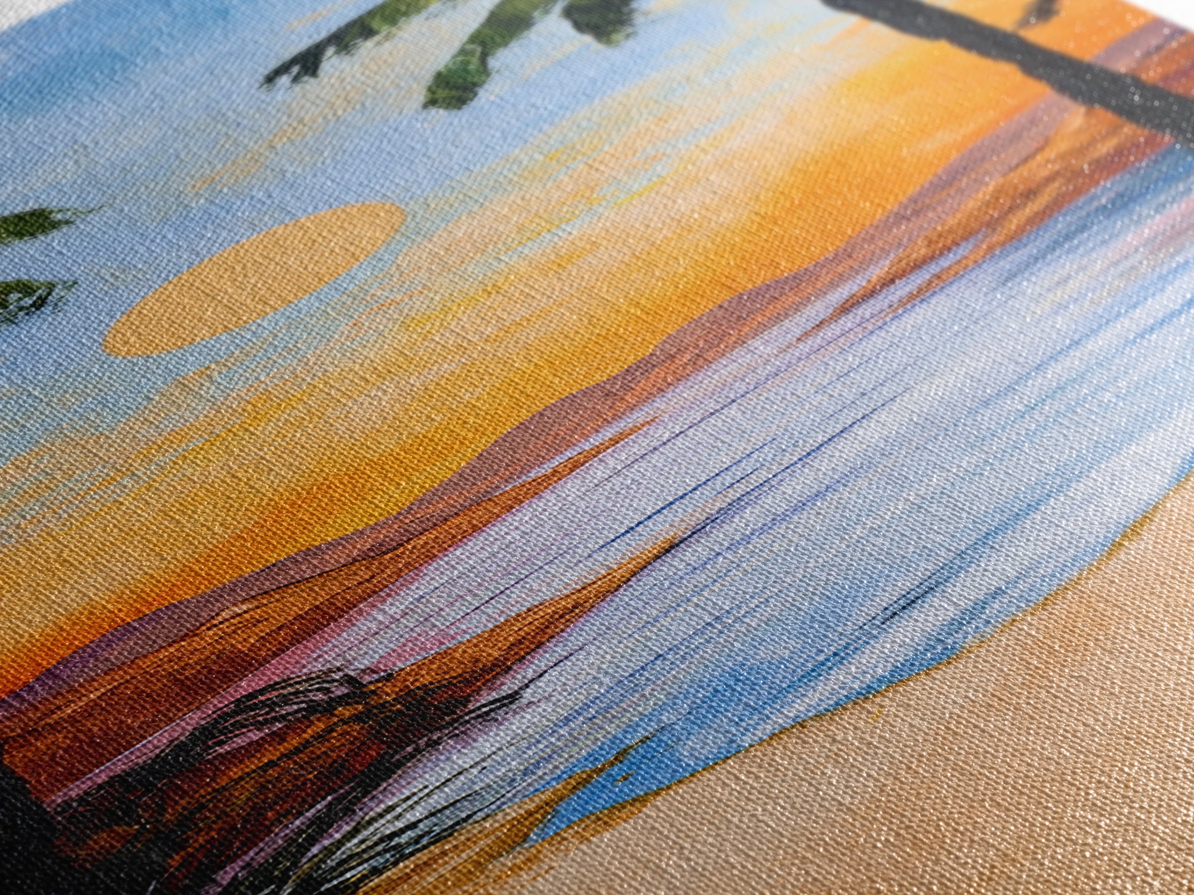 Tropical Sunset, palm tree painting, coastal decor, Hawaii art, nautical painting, framed canvas print,  coastal landscape art