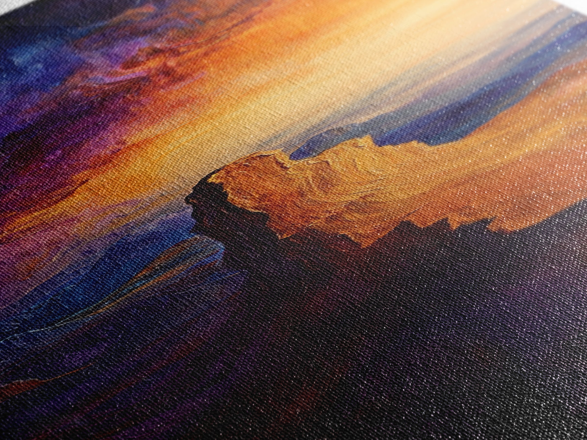 Canyon Glow, mountain painting, sunset landscape, Joshua tree art, southwest wall art, framed canvas print, above couch art