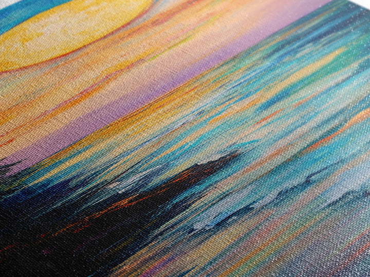 Coastal Sunset, seascape painting, framed canvas print, nautical wall art, coastal decor, extra wide art, surf wall art, above sofa art