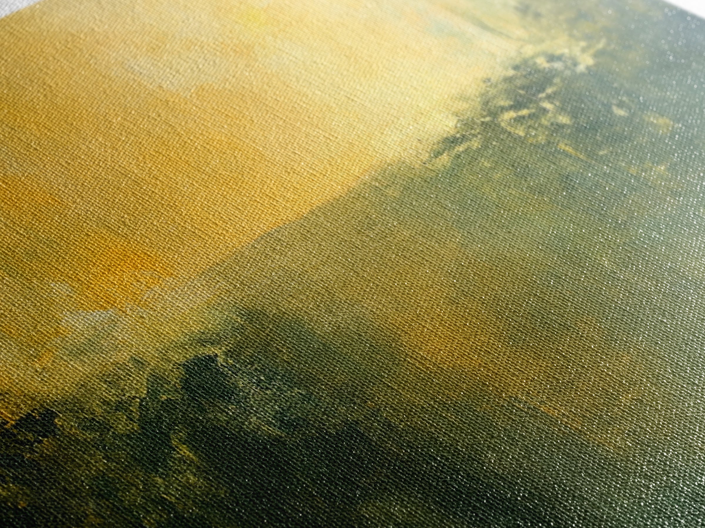 Abstract Landscape, Moody Art, Horizon Painting, Green Wall Art, Extra Wide Art, Panoramic Art, Framed Canvas Print, Living Room Art