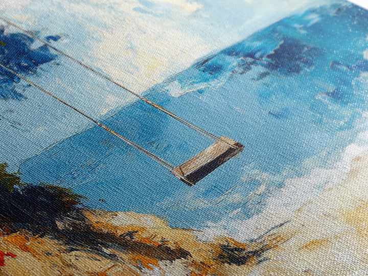 Beach Swing, Ocean Art, Coastal Landscape Art, Nautical Decor, Coastal Wall Art, Above Sofa Art, Canvas Print, Seascape Painting