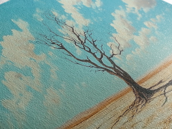 Desert Tree, Ozymandias Art, Joshua Tree Art, Southwest Wall Art, Blue and Green Wall Art, Gift Idea for Him, Framed Canvas Print, Rustic Art