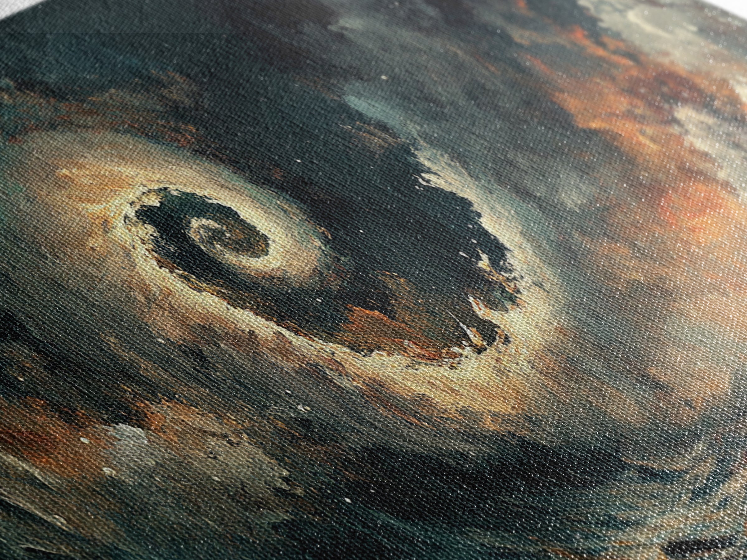 Ocean Storm, moody art, seascape painting, nautical wall art, Ozymandias art, extra wide art, dramatic waves, Framed Canvas Print