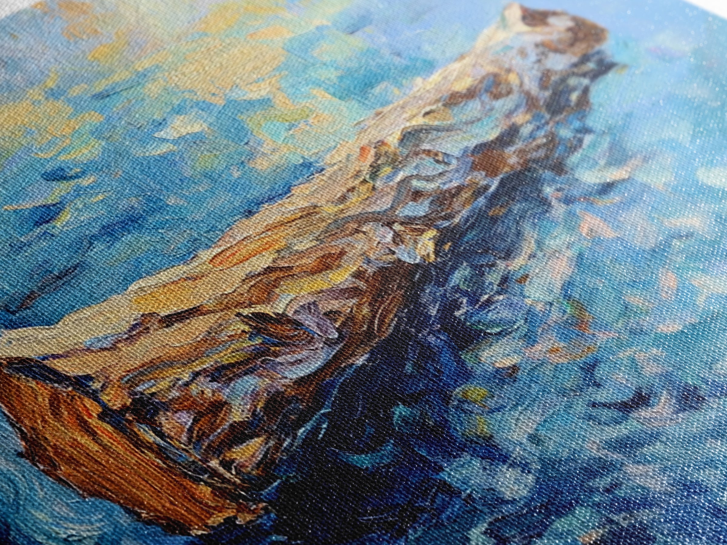 Drifting Log, rustic art, coastal painting, seascape painting, panoramic art, landscape painting, Framed Canvas Print,