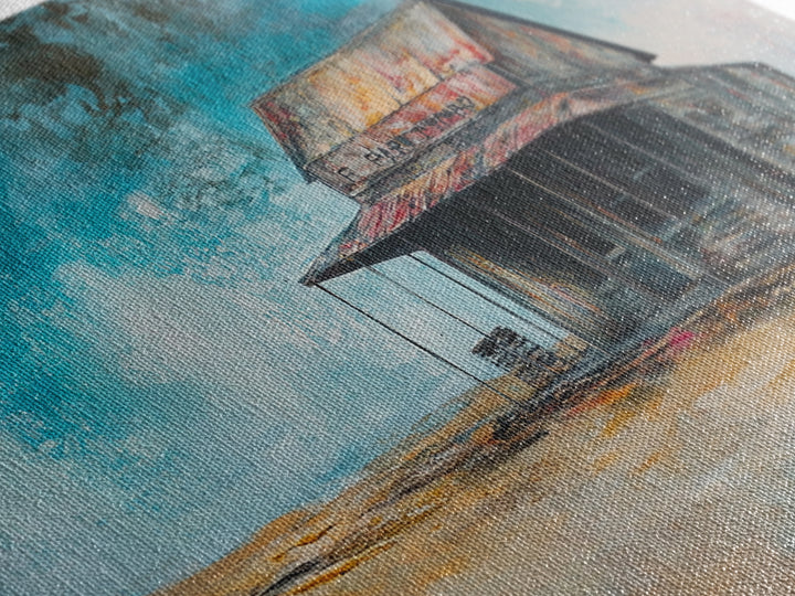 Abandoned Cabin Art, Rustic Wall Art, Moody Art, Western Landscape Painting, Framed Canvas Print, Extra Wide Art, Living Room Art