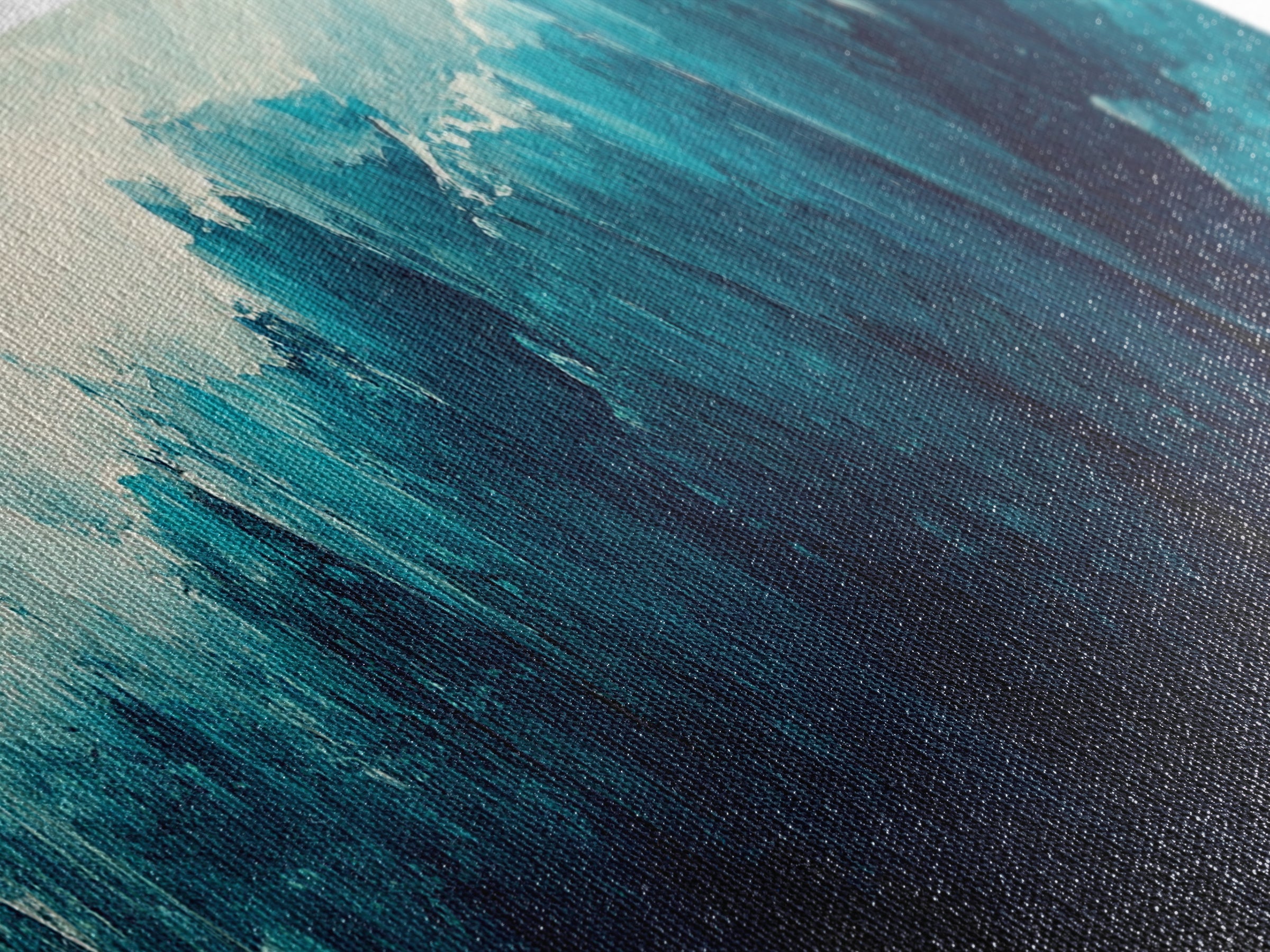 Abstract Ocean Painting, Teal Wall Art, Coastal Wall Art, Extra Wide Art, Framed Canvas Print, Nautical Decor, Wabi Sabi Art