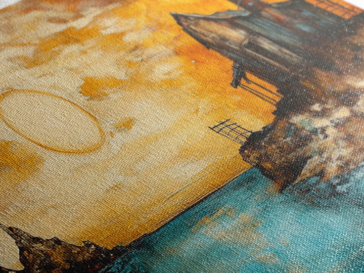 Rustic Barn, sunset painting, farmhouse art, rustic wall art, panoramic painting, framed canvas print, southwest wall art