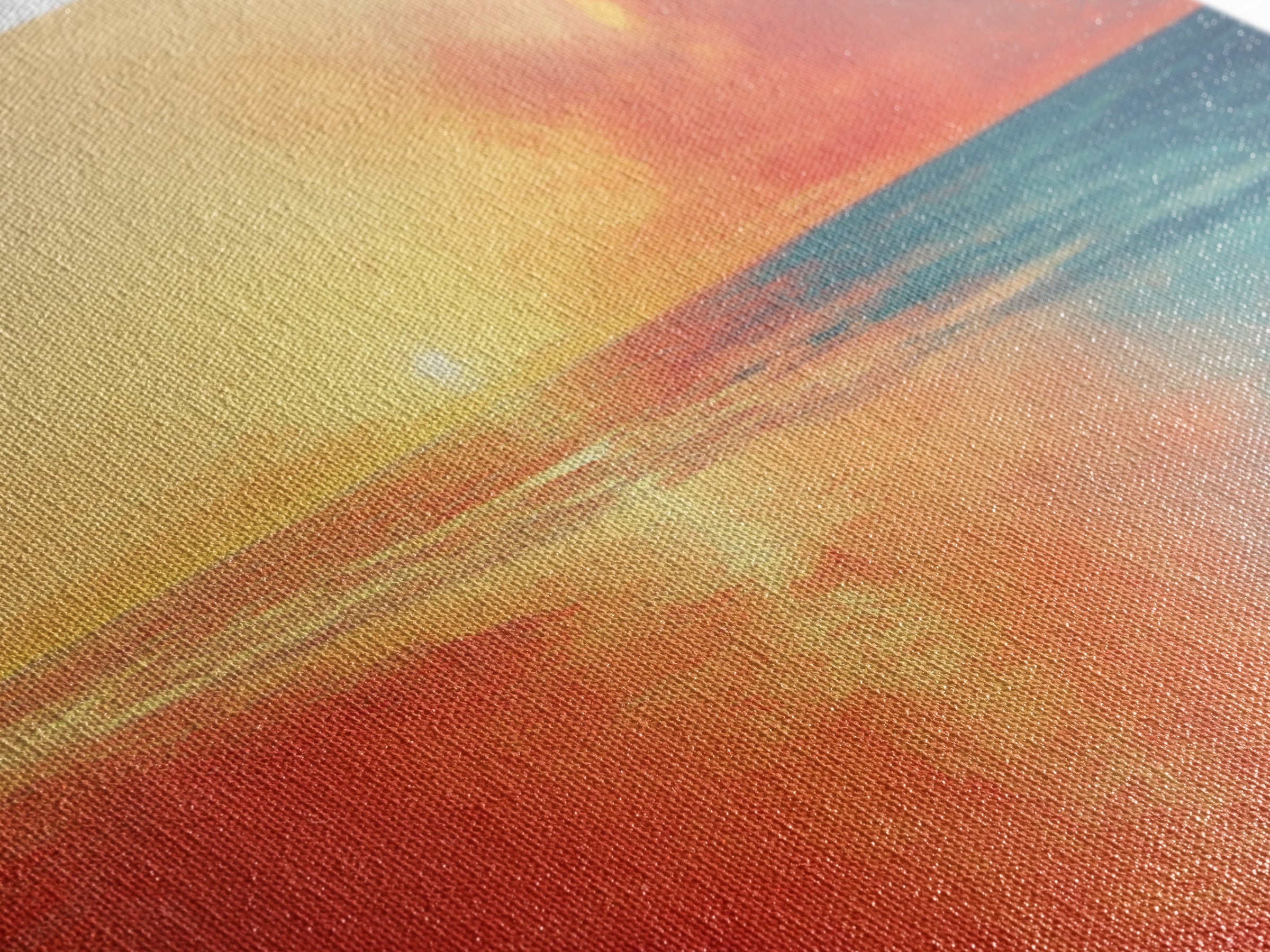 Sunset Ocean, pink orange wall art, coastal landscape art, moody art, extra wide art, panoramic painting, framed canvas print