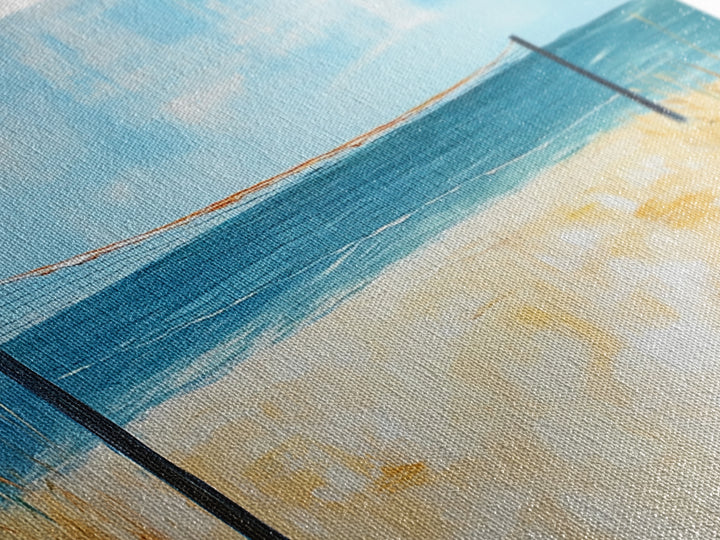 Beach Volleyball, Coastal Wall Art, Nautical Decor, Seascape Painting, Ocean Painting, Framed Canvas Print, Extra Wide Art, Boho Art