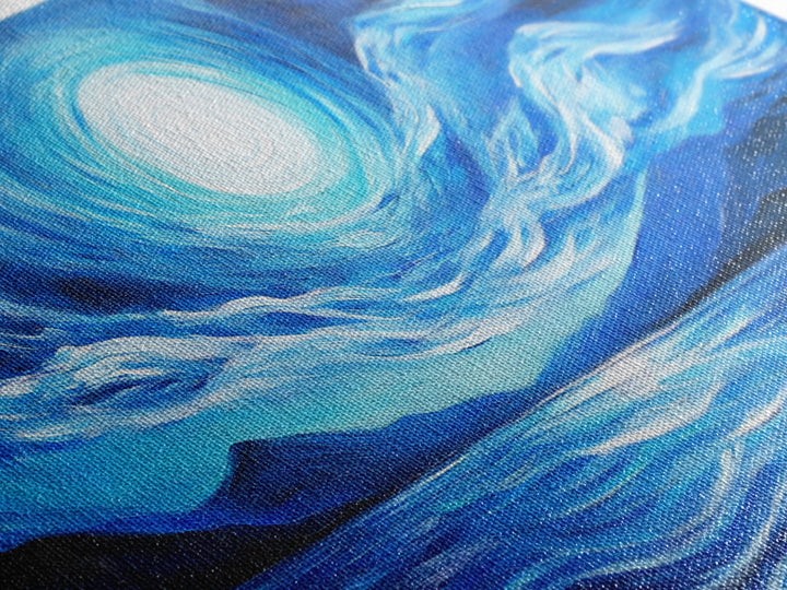 Blue Moon Painting, Moody Art, Nautical Wall Art, Coastal Painting, Framed Canvas Print, Above Couch Art, Extra Wide Art