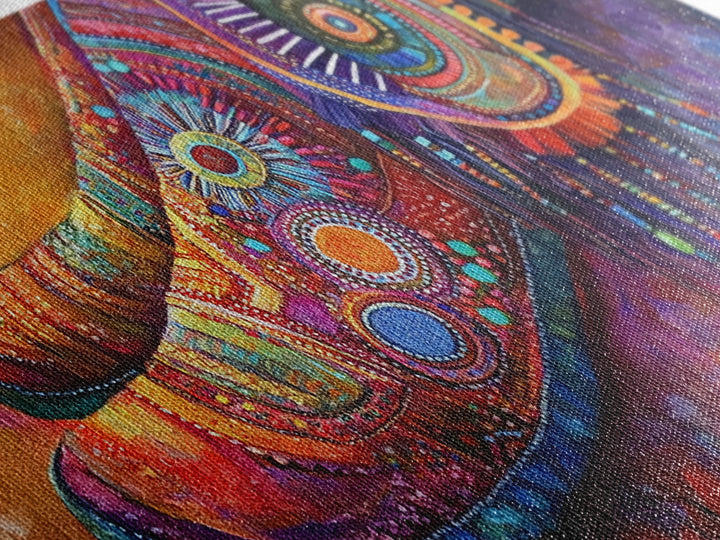 Bohemian Shoes, Moroccan Wall Art, Boho Art, Chinoiserie Wall Art, Extra Wide Art, Framed Canvas Print, Whimsical Art, Rustic Decor