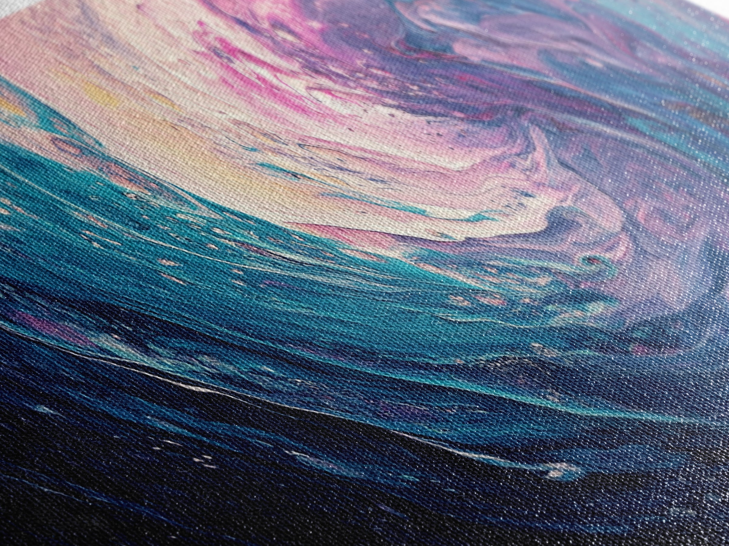 Abstract Wave, Ocean Swirl, Panoramic Art, Canvas Print, Coastal Decor, Teal Wall Art, Nautical Wall Art, Whimsical Art, Surf Wall Art