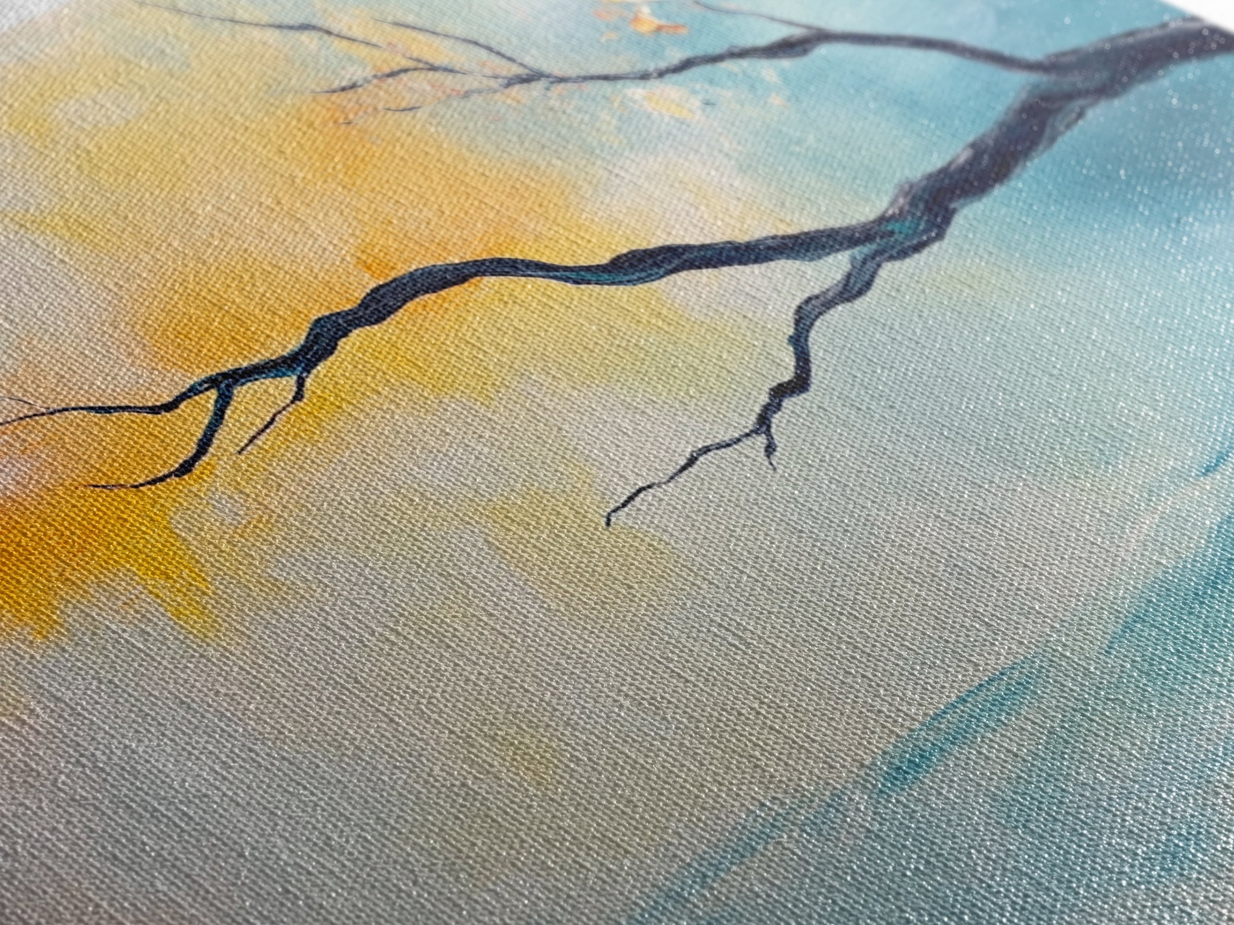 Cherry blossom painting, coastal decor, framed canvas print, minimalist art, abstract landscape, extra wide art, horizontal wall art