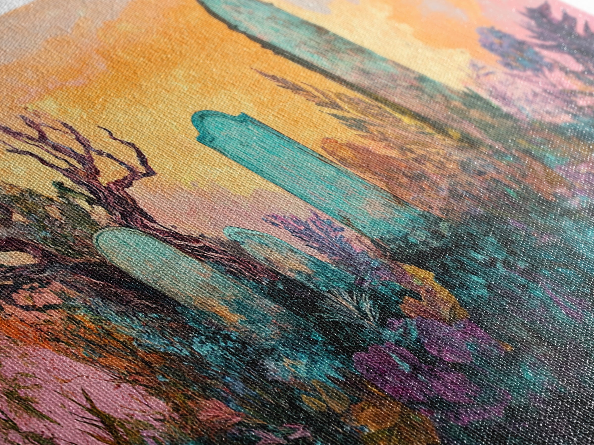 Dark romance painting, gothic art, framed canvas print, extra wide art, Halloween decor, whimsical art, spooky graveyard painting