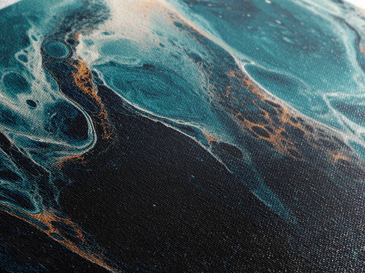 Abstract Fluid Art, moody art, blue and green wall art, wabi sabi art, extra wide art, horizontal wall art, Canvas Print