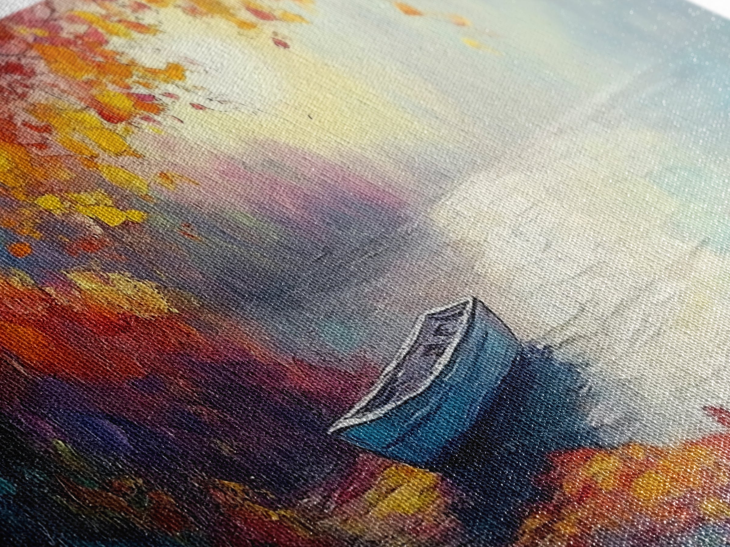 Autumn Lake Scene, landscape painting, fall wall art, framed canvas print, rustic decor, above sofa art, moody art, extra wide art