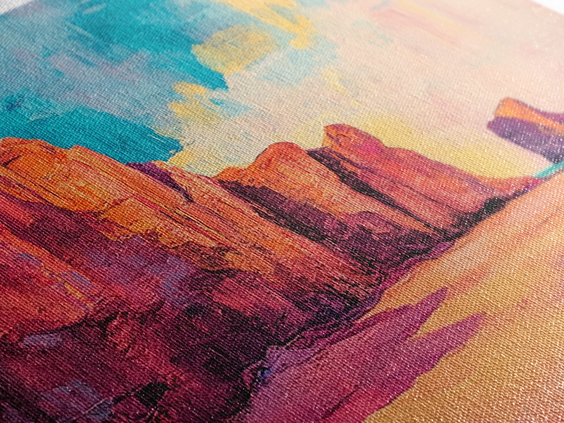 Desert Cliffs, Coastal Decor, Sunset Painting, Landscape Art, Panoramic Painting, Coastal Landscape Art, Canvas Print, Rustic Decor